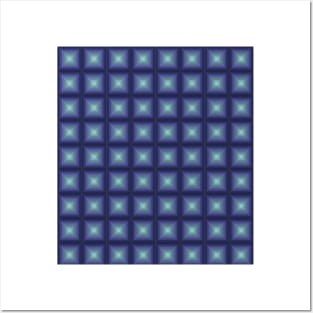 Blue Gradient Squares Pattern Posters and Art